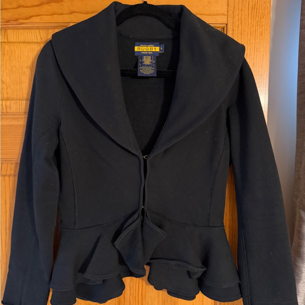 Ralph Lauren Rugby Black Peplum Blazer Size L